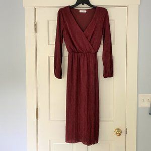 Red ribbed midi dress - perfect for the holidays!